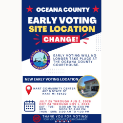 Pentwater Township, Elections, PLEASE BE ADVISED NEW EARLY VOTING LOCATION